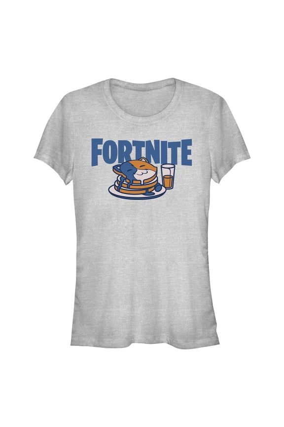 Junior's Fortnite Meowscles Pancakes Graphic Tee Athletic Heather X Large