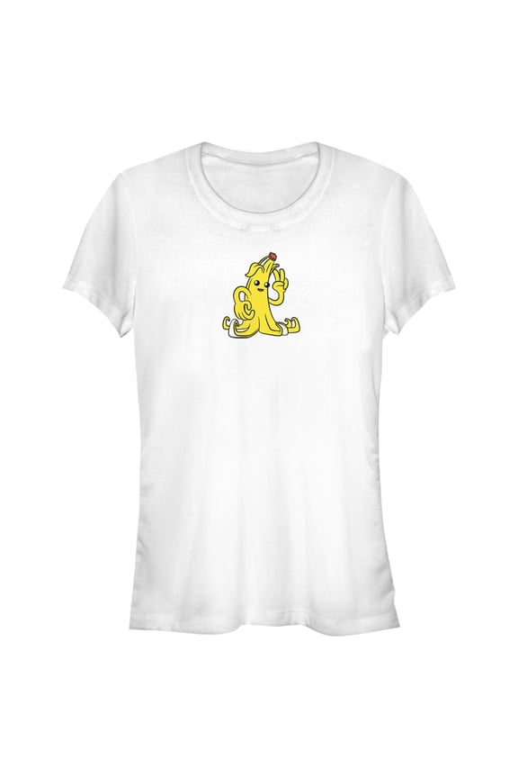 Junior's Fortnite Peely Peace Sign Graphic Tee White Small