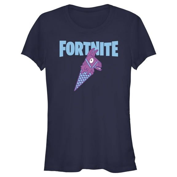 Junior's Fortnite Rainbow Smash Cone Logo Graphic Tee Navy Blue Medium