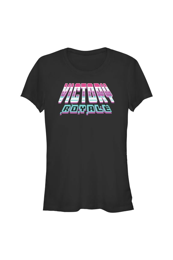 Junior's Fortnite Retro Victory Royale Graphic Tee Black Medium