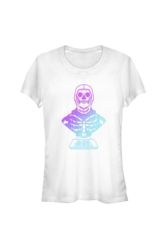 Junior's Fortnite Skull Trooper All Hail Glow Graphic Tee White Large