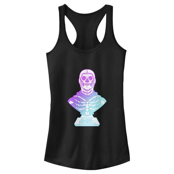 Junior's Fortnite Skull Trooper All Hail Glow Racerback Tank Top Black 2X Large