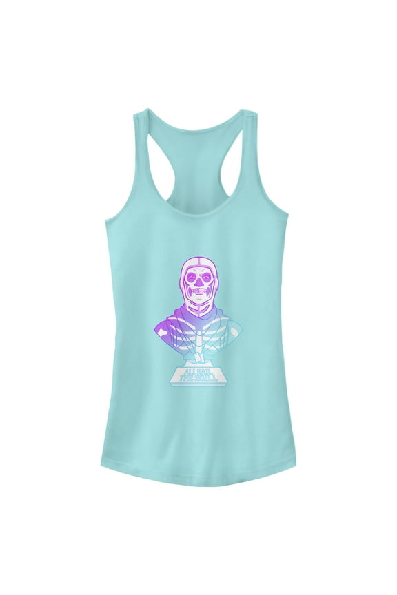 Junior's Fortnite Skull Trooper All Hail Glow Racerback Tank Top Cancun Large
