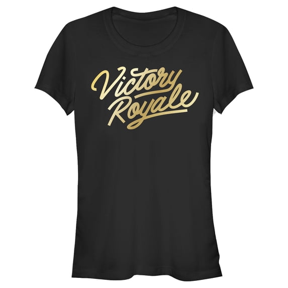 Junior's Fortnite Victory Royale Gold Script Graphic Tee Black 2X Large
