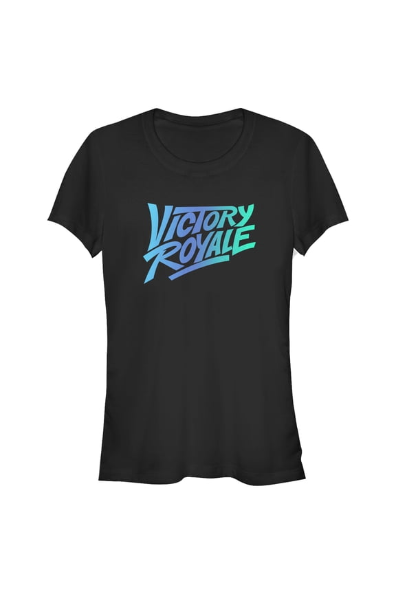 Junior's Fortnite Victory Royale Gradient Logo  Graphic Tee Black Medium