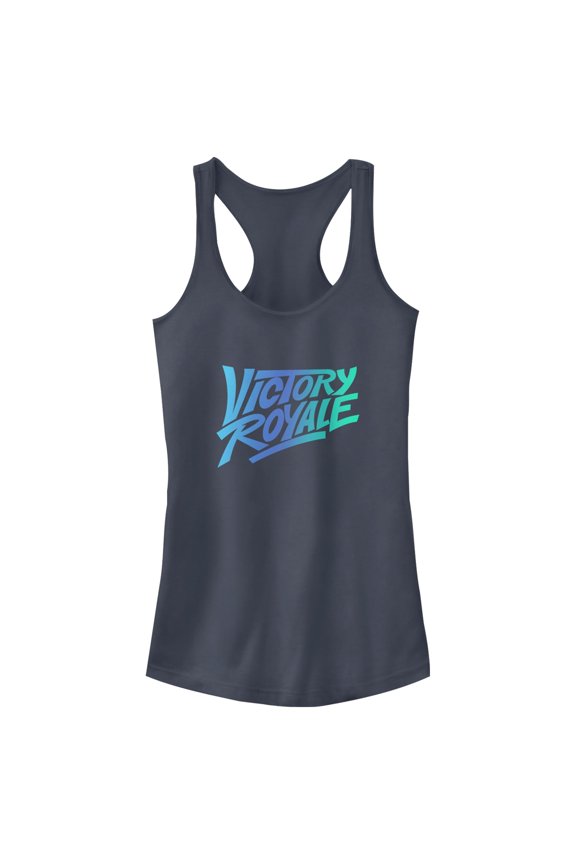 Junior's Fortnite Victory Royale Gradient Logo Racerback Tank Top Indigo Large