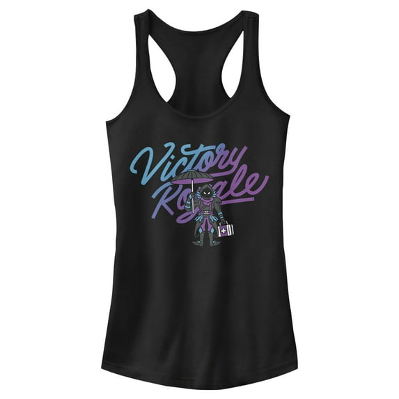 Junior's Fortnite Victory Royale Raven Float On Racerback Tank Top Black Small