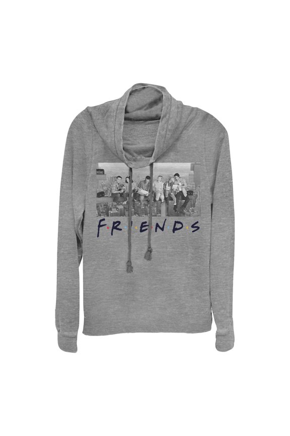 Junior's Friends Besties Skyscraper Photo  Cowl Neck Sweatshirt