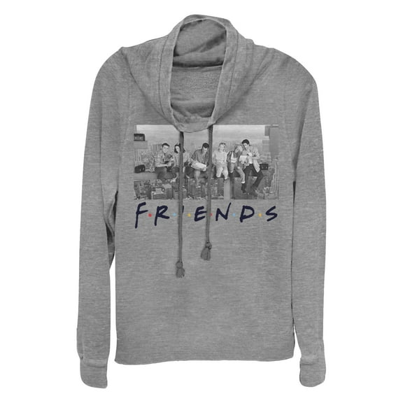 Junior's Friends Besties Skyscraper Photo Cowl Neck Sweatshirt