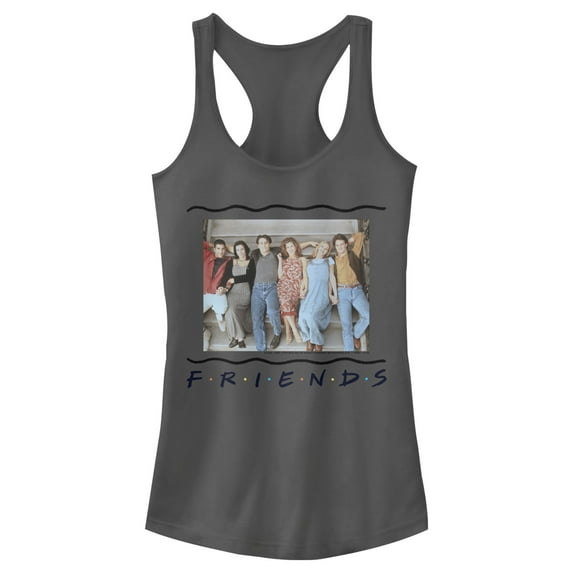 Junior's Friends Group Stair Pose Racerback Tank Top