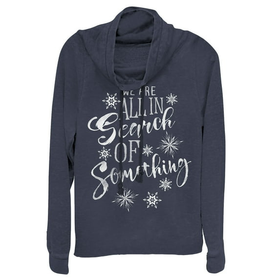 Junior's Frozen 2 All Searching Cowl Neck Sweatshirt Navy Blue X Large
