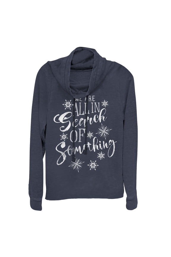 Junior's Frozen 2 All Searching Cowl Neck Sweatshirt Navy Blue X Small