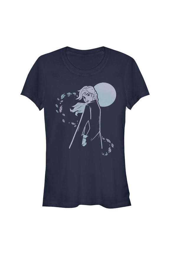 Junior's Frozen 2 Anna Winter Wind Graphic Tee Navy Blue Medium