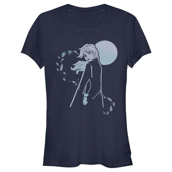 Junior's Frozen 2 Anna Winter Wind Graphic Tee Navy Blue Small