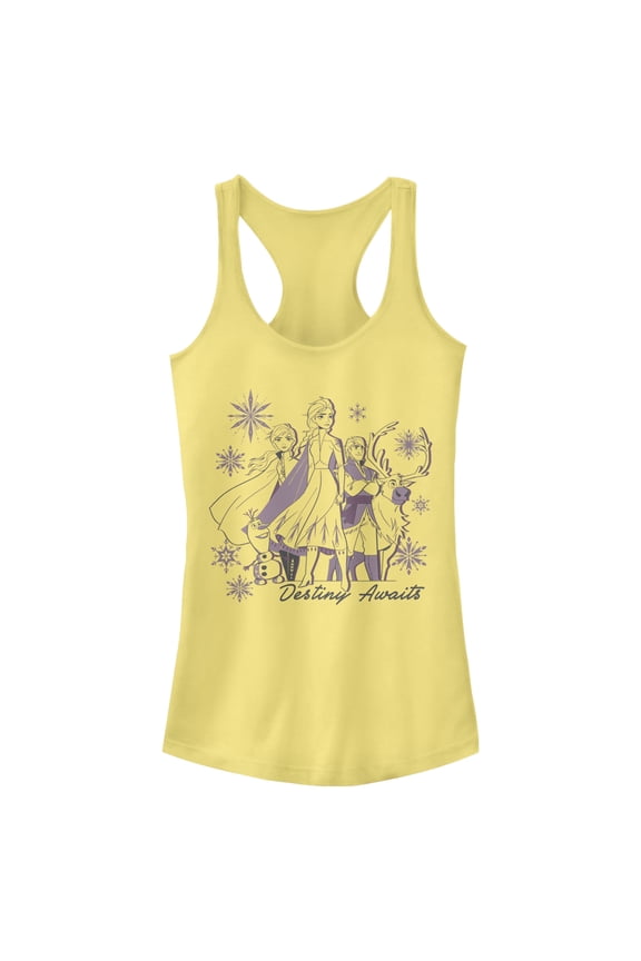 Junior's Frozen 2 Destiny Awaits Friends  Racerback Tank Top Banana Large