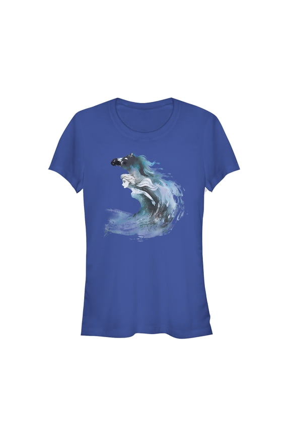 Junior's Frozen 2 Elsa Horse Water Spirit Graphic Tee Royal Blue Small