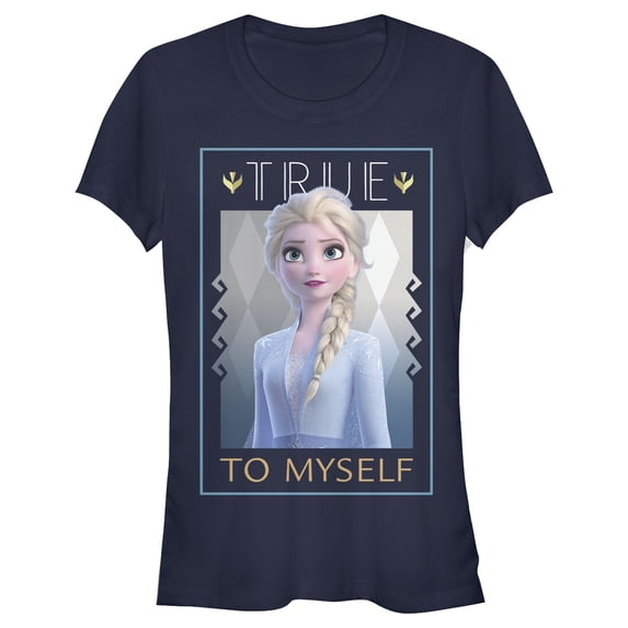 Junior's Frozen 2 Elsa True To Myself Poster Graphic Tee Navy Blue Small