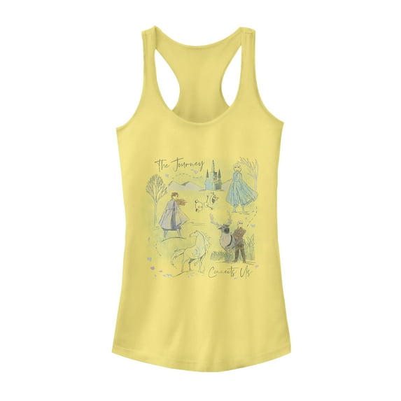 Junior's Frozen 2 Journey Watercolor Racerback Tank Top Banana X Large