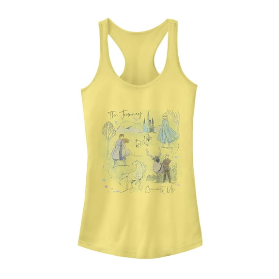 Junior's Frozen 2 Journey Watercolor  Racerback Tank Top Banana X Small