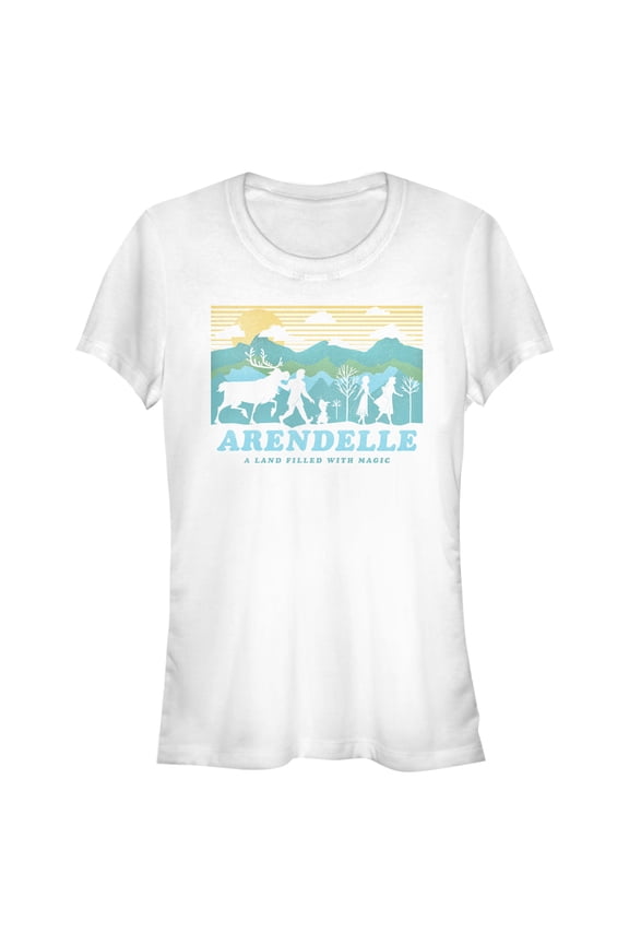 Junior's Frozen 2 Magical Traveler Silhouette Graphic Tee White Medium