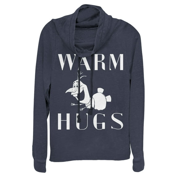 Junior's Frozen 2 Olaf Warm Hugs Cowl Neck Sweatshirt Navy Blue 2X Large