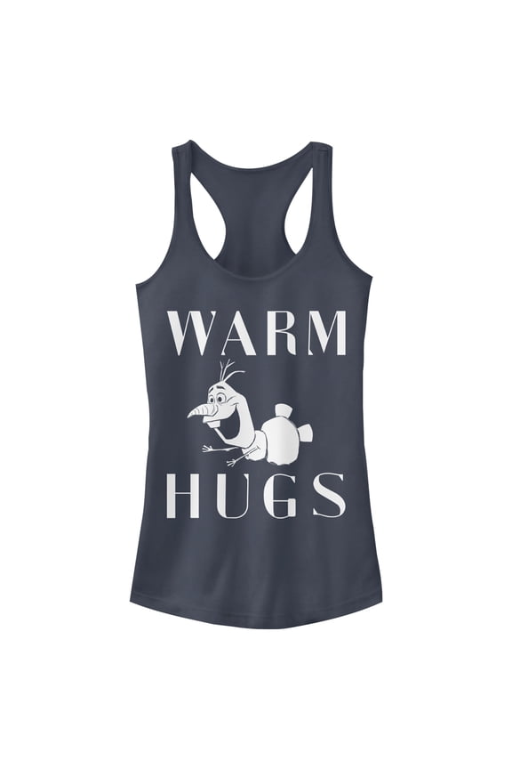 Junior's Frozen 2 Olaf Warm Hugs Racerback Tank Top Indigo Large