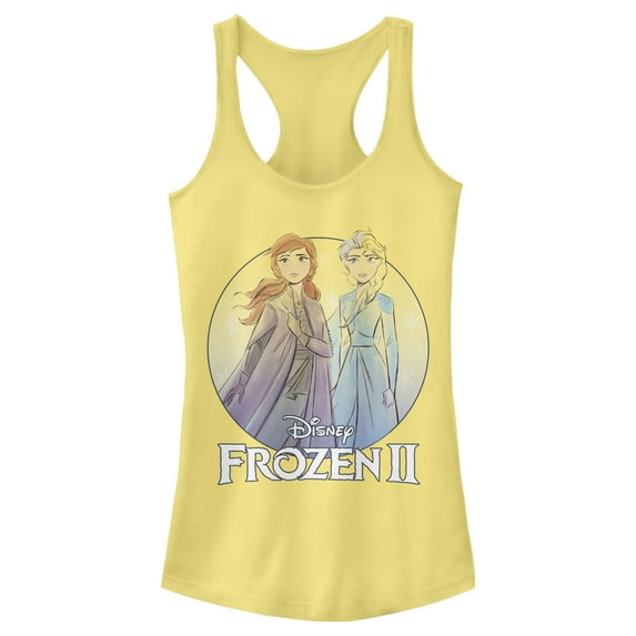 Junior's Frozen 2 Sister Circle Logo Racerback Tank Top Banana X Large