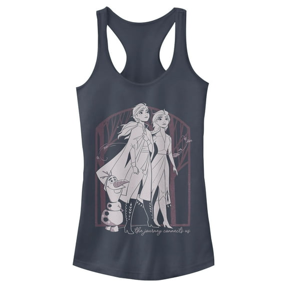Junior's Frozen 2 Sister Forest Frame Racerback Tank Top Indigo Large