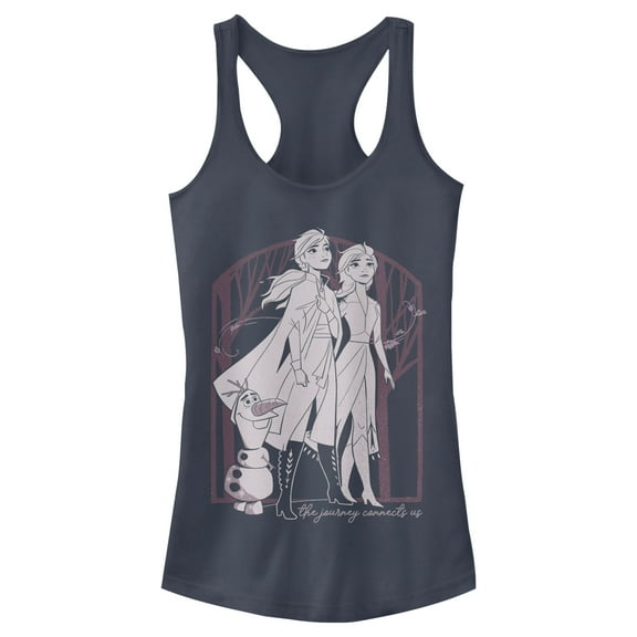 Junior's Frozen 2 Sister Forest Frame Racerback Tank Top Indigo Medium