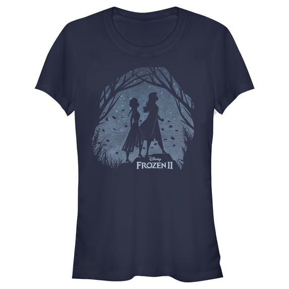 Junior's Frozen 2 Sister Shadows Graphic Tee Navy Blue Medium