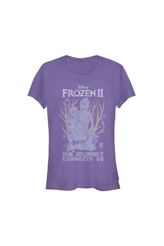 Junior's Frozen 2 Vintage Journey Connects Graphic Tee Purple Medium