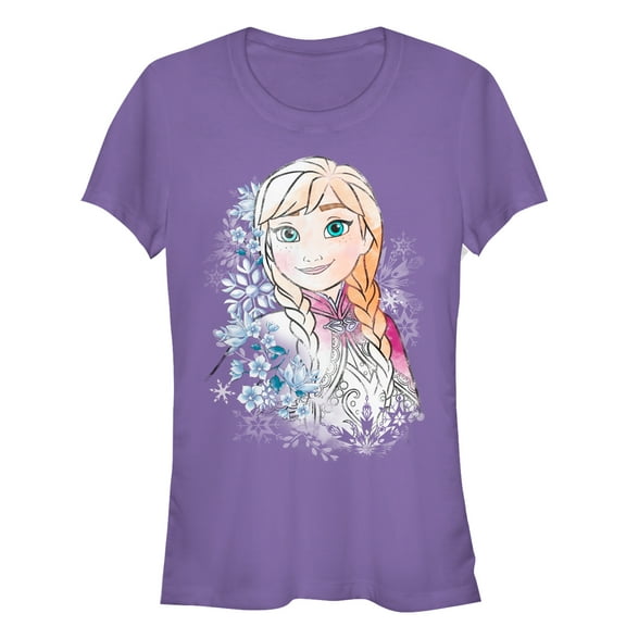 Junior's Frozen Anna Frost Portrait Graphic Tee Purple Small
