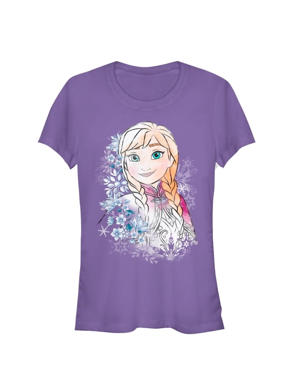 Junior's Frozen Anna Frost Portrait Graphic Tee Purple Small