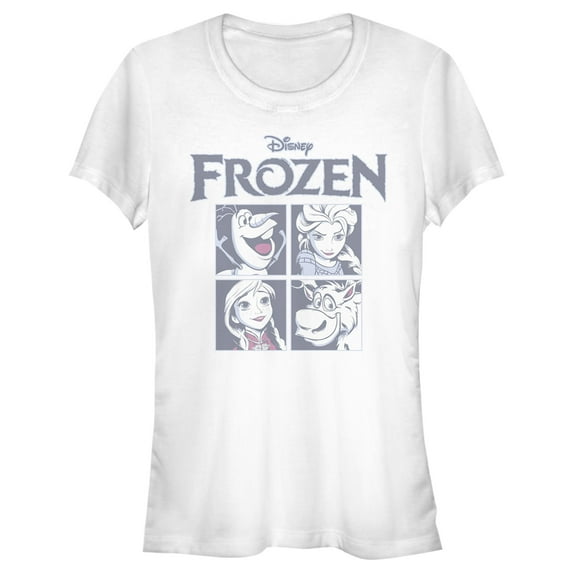 Junior's Frozen Character Squares Graphic Tee White Medium