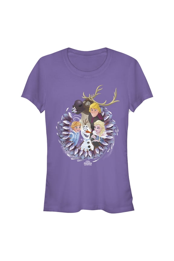 Junior's Frozen Character Wreath Graphic Tee Purple Small