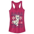 thumbnail image 1 of Junior's Frozen Christmas Warm Hugs  Racerback Tank Top Dark Pink 2X Large, 1 of 3