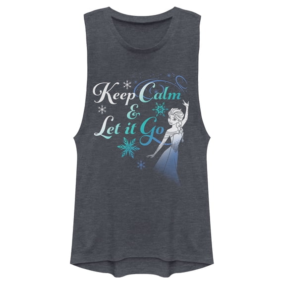 Frozen Elsa Keep Calm Juniors Graphic Festival Muscle Tee