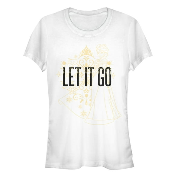 Junior's Frozen Elsa Let It Go Graphic Tee White Small