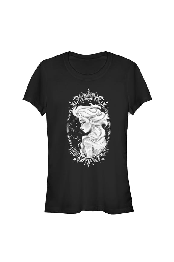 Junior's Frozen Elsa Snow Queen Frame Graphic Tee Black Large
