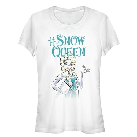 Junior's Frozen Elsa #Snow Queen  Graphic Tee White 2X Large