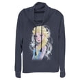 thumbnail image 1 of Junior's Frozen Elsa Sparkle Profile  Cowl Neck Sweatshirt Navy Blue Medium, 1 of 3