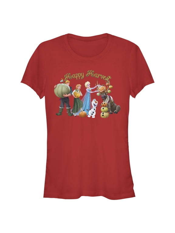 Junior's Frozen Happy Harvest Graphic Tee Red Medium