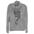 thumbnail image 1 of Junior's Frozen Love Thaws Heart  Cowl Neck Sweatshirt Gray Heather Medium, 1 of 3