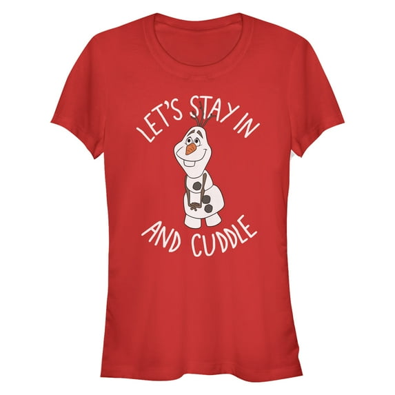 Junior's Frozen Olaf Cuddle Graphic Tee Red Large