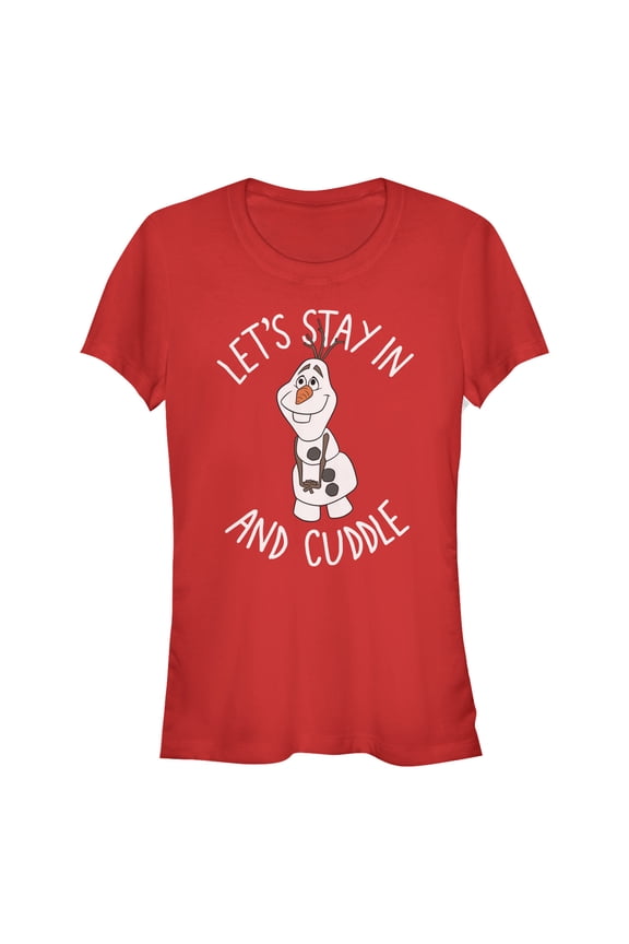Junior's Frozen Olaf Cuddle  Graphic Tee Red Small