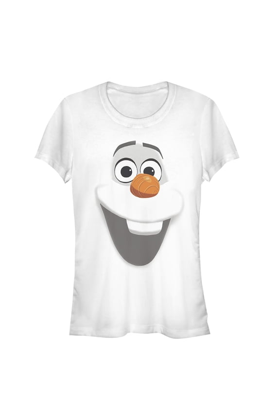 Junior's Frozen Olaf Face Graphic Tee White Medium