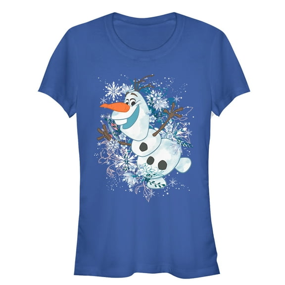 Junior's Frozen Olaf Snowflake Storm Graphic Tee Royal Blue Small