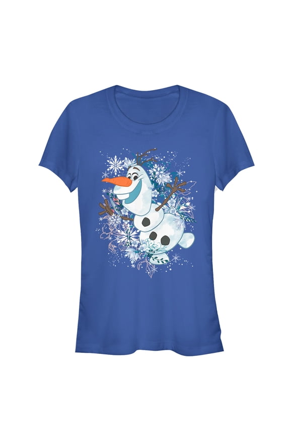 Junior's Frozen Olaf Snowflake Storm Graphic Tee Royal Blue Small