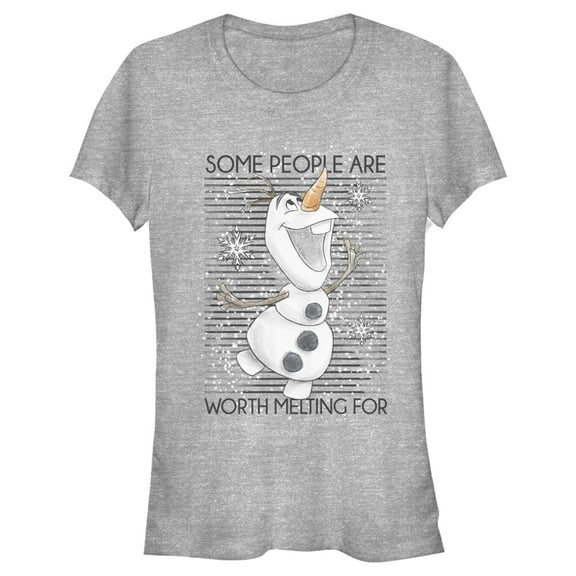 Junior's Frozen Olaf Some People Are Worth Melting For  Graphic Tee Athletic Heather Medium