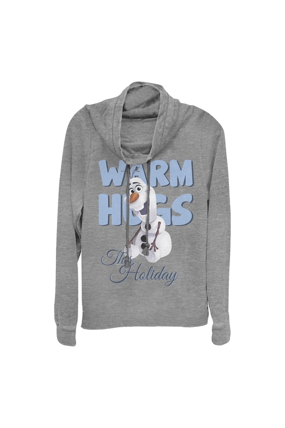 Junior's Frozen Olaf Warm Hugs Cowl Neck Sweatshirt